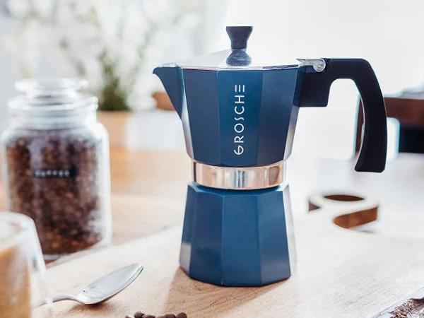 GROSCHE Milano Stovetop Espresso Maker Moka Pot 9 Espresso Cup, 15.2 oz, Blue. Expresso Coffee Maker Stove Top Coffee Maker Moka Italian Espresso