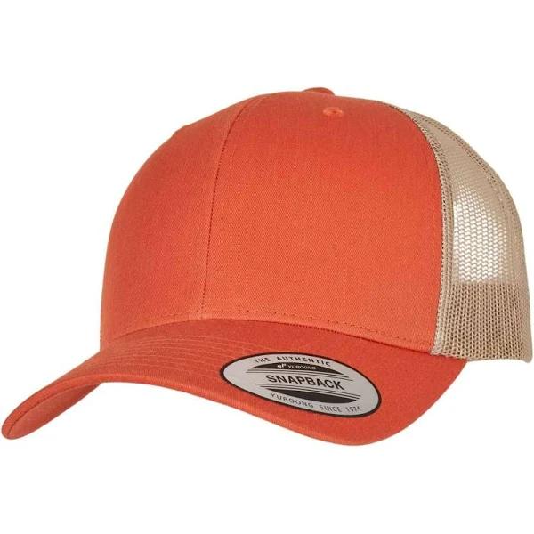 Yupoong - Orange Trucker Cap - Retro 2-Tone Rustic Orange/Khaki Trucker @ Hatstore