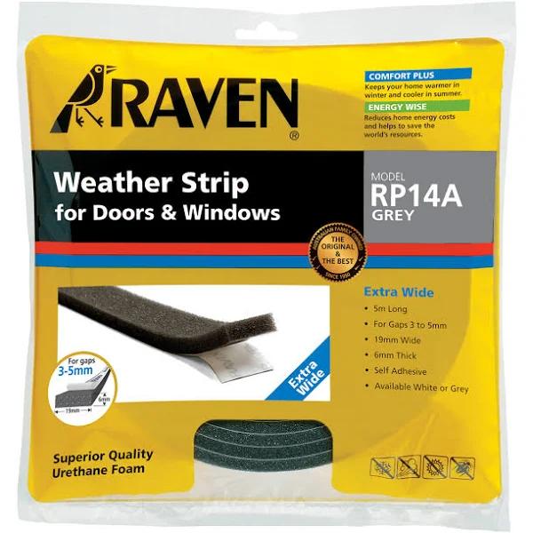 Raven Self Adhesive Extra Wide Seal Around Doors and Windows 5000mm Grey R14AG