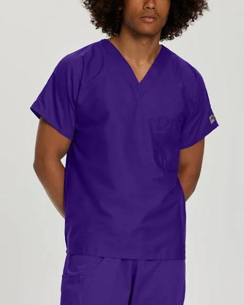 ScrubZone Unisex 1-Pocket V-Neck Scrub Top - 71221 Grape / 4XL