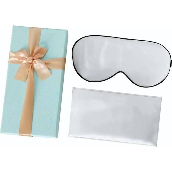 DreamZ 100% Mulberry Silk Pillow Case Eye Mask Set Silver Both Sided 25 Momme