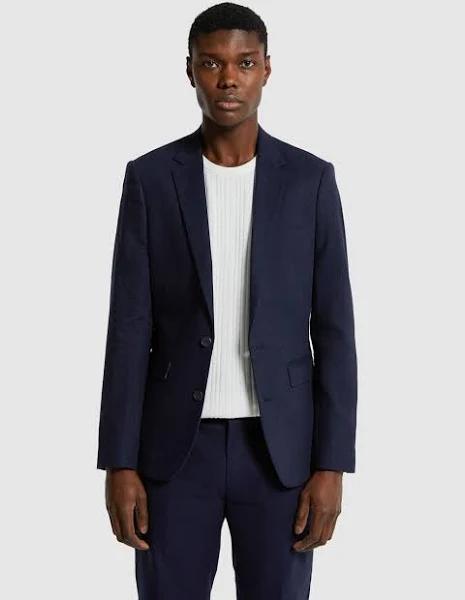 yd. Euro Slim Linen Blend Suit Jacket in Blue 38