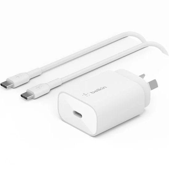 Belkin BoostCharge USB-C PD 3.0 PPS Wall Charger 25W + USB-C Cable | White