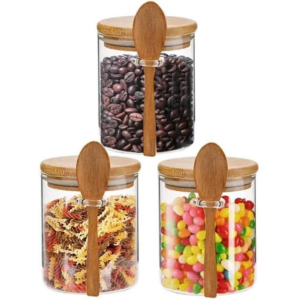 Glass Jars With Airtight Lid and Spoon, Glass Food Storage Jars Containers, Overnight Oats Containers With Lids, Decorative Kitchen Jars For Coffee/