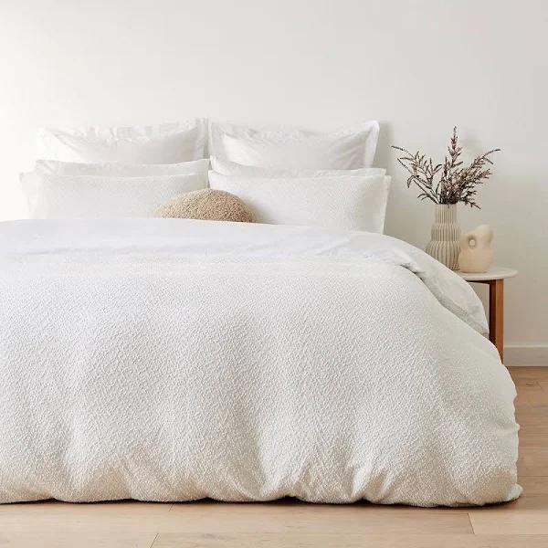 Kmart Boucle Quilt Cover Set - Super King Bed, White