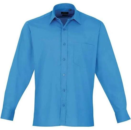 Premier Mens Poplin Long-Sleeved Shirt Sapphire Blue 15in