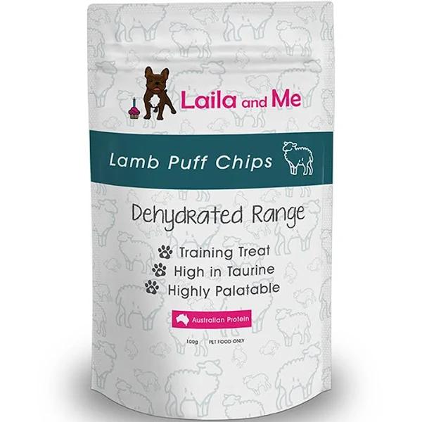 Laila & Me Dehydrated Lamb Puff Chips Dog Treats 75g*