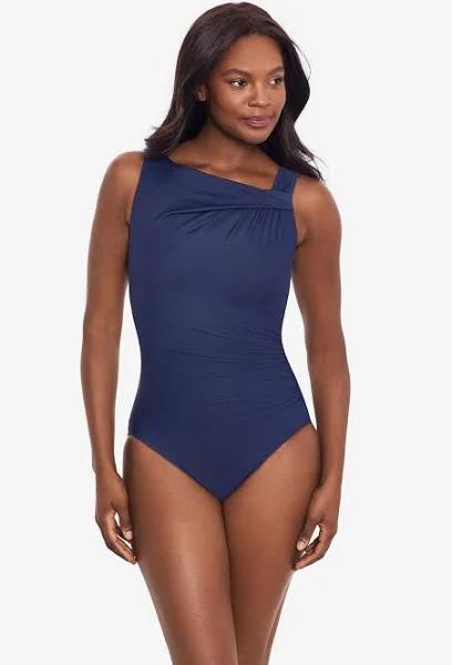 Miraclesuit Women's Rock Solid Avra One Piece Swimsuit in Midnight, Size 16, Nylon/Spandex/Lycra