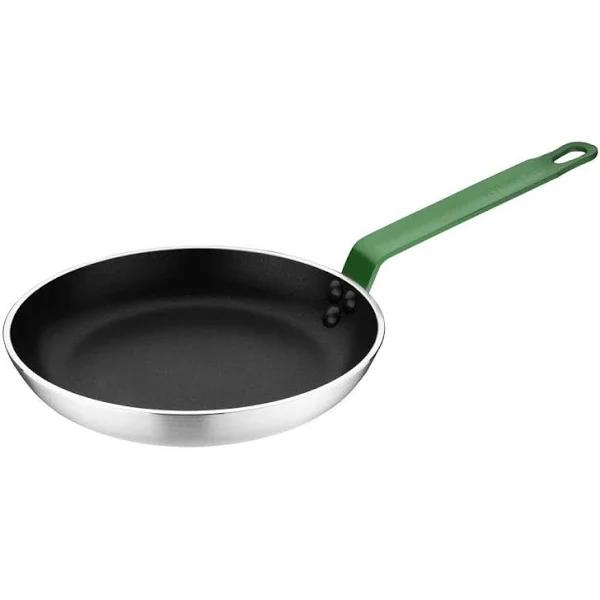 Hygiplas Non Stick Teflon Aluminium Frying Pan with Green Handle 240mm