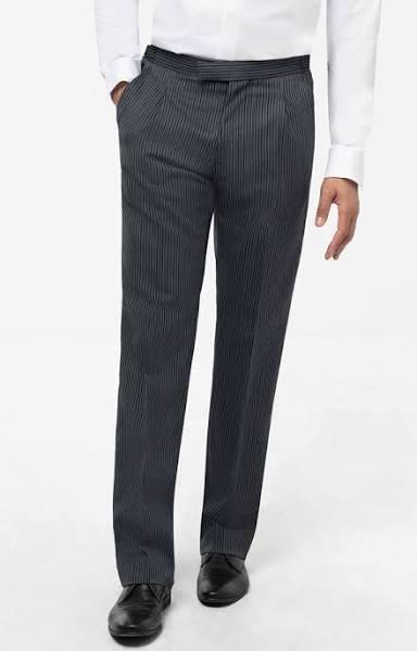 Dobell Black & Grey Striped Wool Blend Morning Suit Trousers