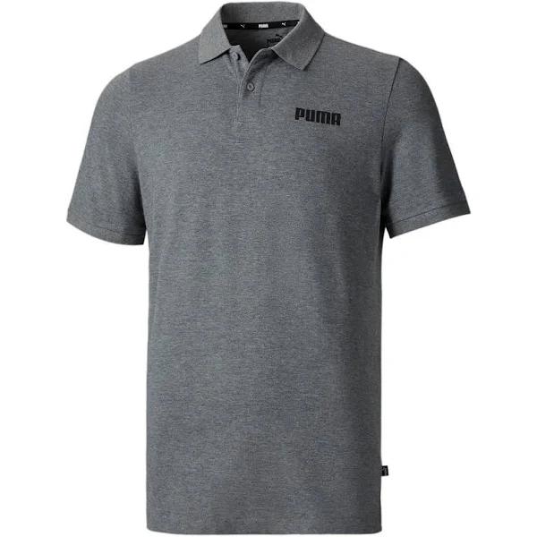 Essentials Pique Men's Polo Top in Medium Gray Heather, Cotton/Elastane by Puma