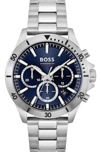 Hugo Boss Silver Steel Blue Dial Fashion Chrono Men's Watch - 1514069