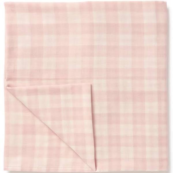 Aster & Oak Baby Girls Cotton Pink Gingham Muslin Wrap Swaddle - Petal Pink / O/S