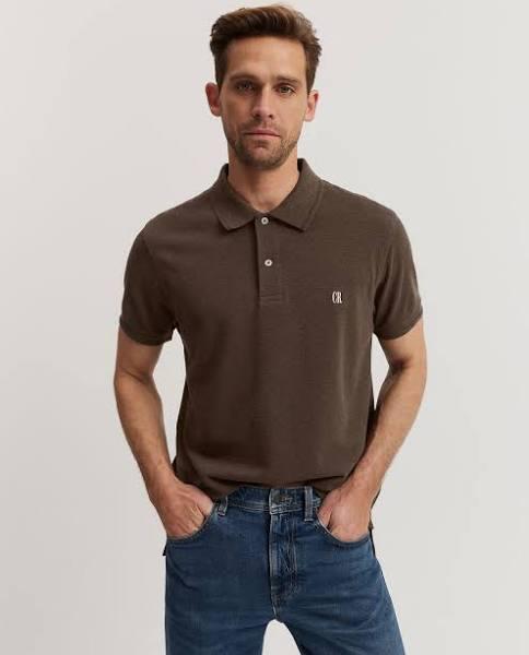 Country Road Verified Australian Cotton Pique Polo in Brown Marle Brown XL