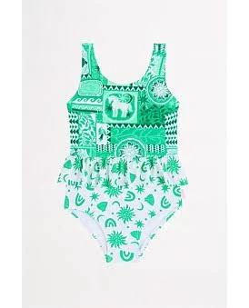 David Jones Seafolly Frill Waist One Piece in Utopia, Size 4 Y