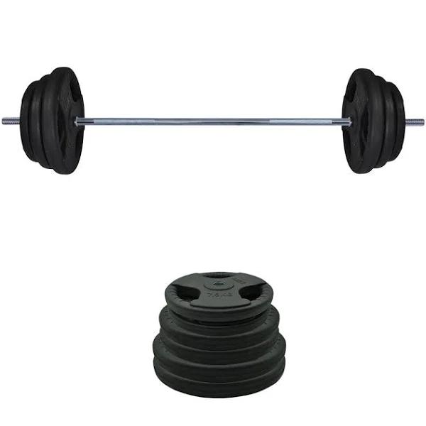 Total 70kg - 150cm Barbell Bar - 7.5kgx2 + 10kgx2 + 15kgx2 - Rubber Coated Weight Plate