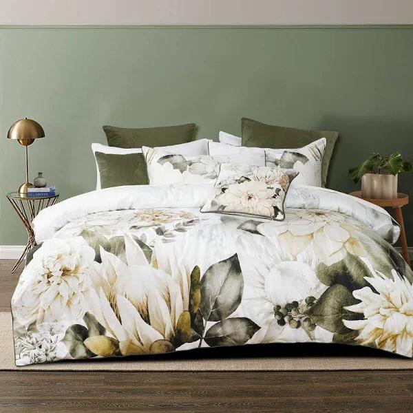 Bianca Giselle White Cotton Sateen Quilt Cover Set Queen