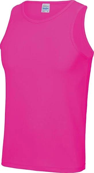 Awdis Just Cool Mens Sports Gym Plain Tank / Vest Top Electric Pink S Polyester Mens Vest Top