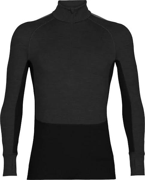 Icebreaker ZoneKnit 260 LS Half Zip Mens Thermal Top - Jet Heather/Black - XL