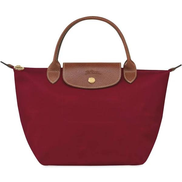 Longchamp Le Pliage Medium Nylon Short Handle Tote Red