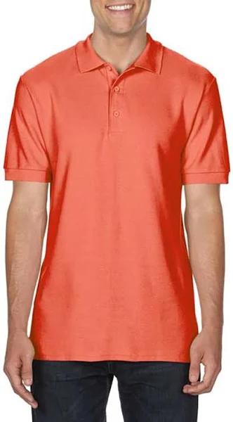 Gildan Mens Premium Cotton Sport Double Pique Polo Shirt Bright Salmon 2XL