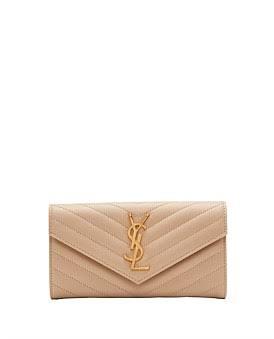 David Jones Saint Laurent Large Flap Wallet in Dark Beige