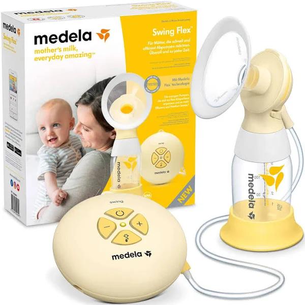 Medela Swing Flex Single Pumping Electric Breast Pump - Compact with PersonalFit Flex Nipples and 2-Phase Expression Technology Medela