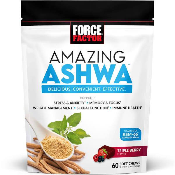 Force Factor, Amazing Ashwa, Triple Berry, 60 Soft Chews