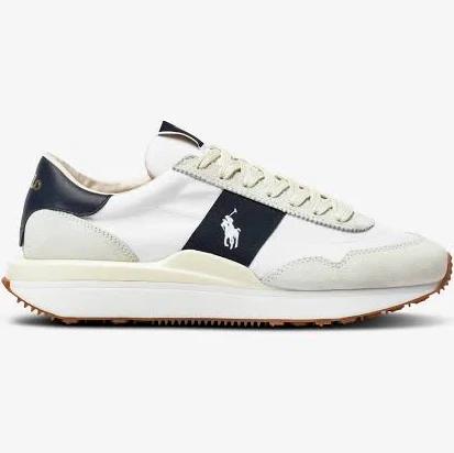 Polo Ralph Lauren Train '89 Sneakers in Cream/Navy With Pony logo-White