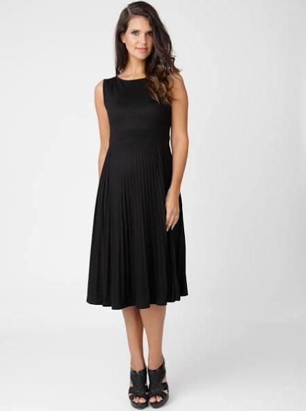 Ripe Maternity Knife Pleat Dress Black - S