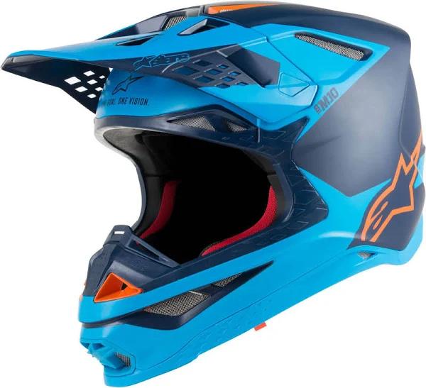 Alpinestars Supertech S-M10 Meta MX Helmet Black-Aqua-Orange Fluo