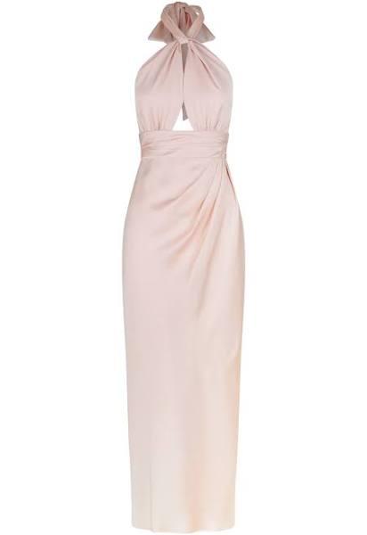 SHONA Joy Luxe Gathered Halter Midi Dress - Porcelain