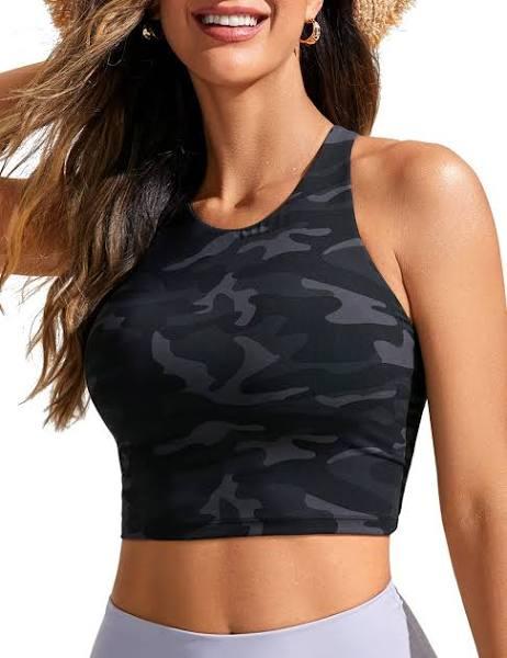 CRZ Yoga Women's Swimwear Tops Sunshine Bikini Top Racerback Jungle Camouflage Gray / XL