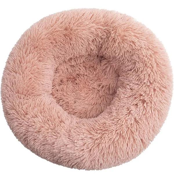 Pet Dog Bedding Warm Plush Round Comfortable Nest Comfy Sleep Kennel Pink XL 100