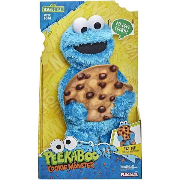 Sesame Street Peekaboo Cookie Monster Talking 13-inch Plush Toy for Toddlers, Kids 18 Months & Up, Blue