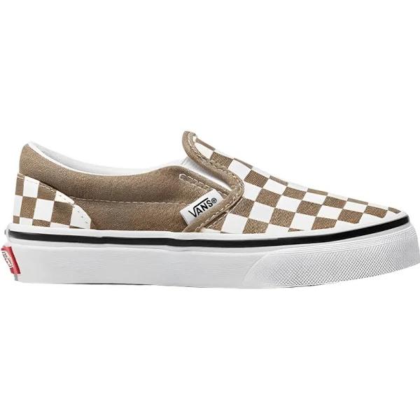 Vans Classic Slip-on Checkerboard Shoes - Size 3.5 - Bronze Age/True White