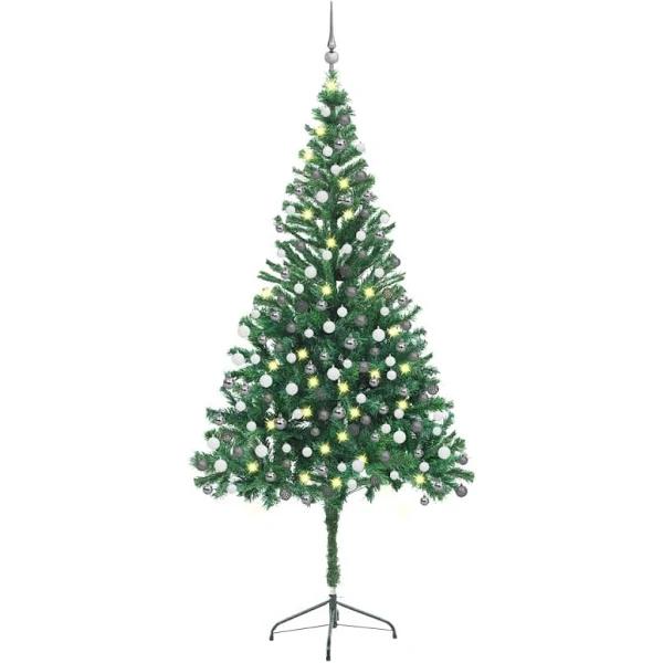 vidaXL Artificial Christmas Tree With LEDs&Ball Set 210cm 910 Branches