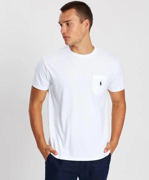 Polo Ralph Lauren Mens Crew Neck Standard Fit Pocket T-Shirt White