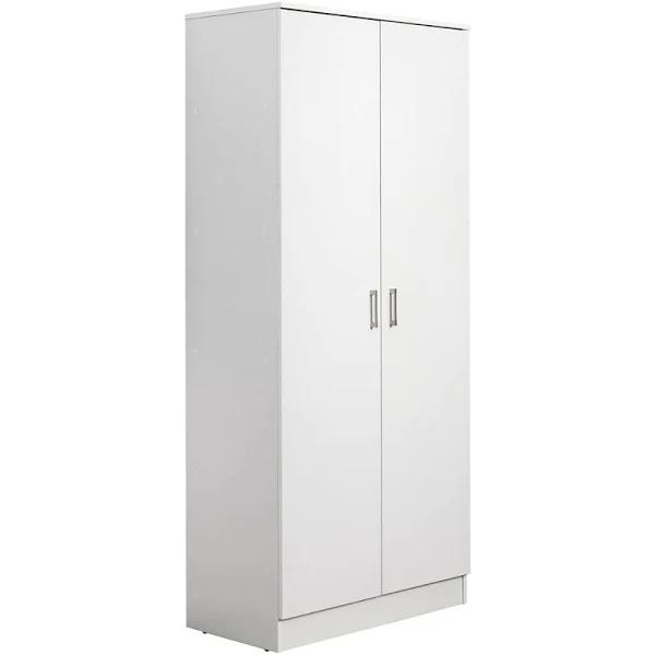 Maclaren Macey Double Door Broom Cupboard Cabinet Cupboard Pantry, 180cm, White