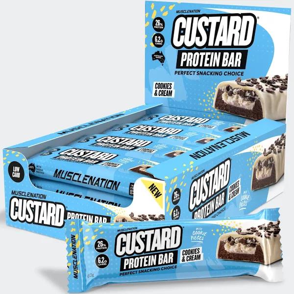 Muscle Nation Custard Protein Bar - Cookies & Cream - Box of 12