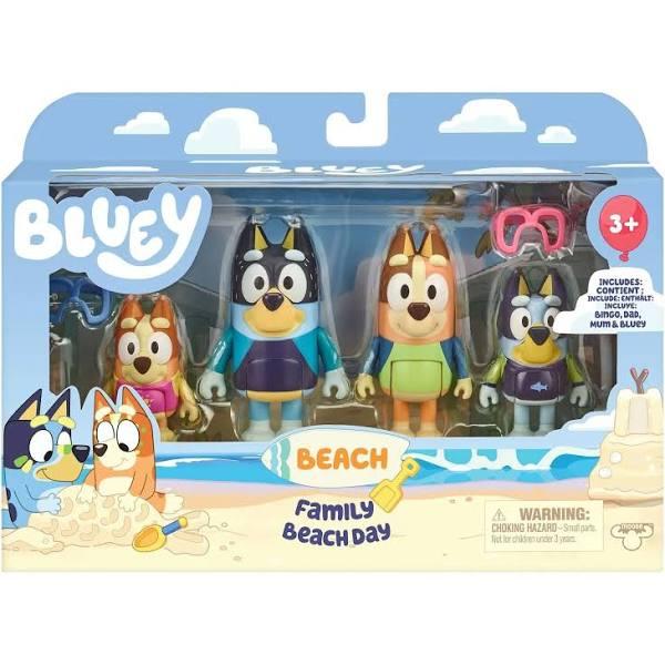 Bluey 4 Figure Pack- Family Beach Day