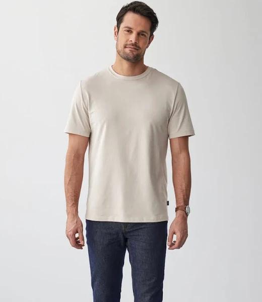 GAZMAN Basic Crew T-Shirt in Oatmeal White XL