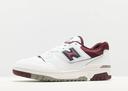 New Balance White & Burgundy 550 Sneakers