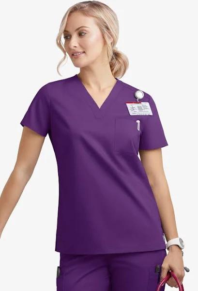 UA Butter-Soft Stretch One Pocket Scrub Top - XXS - Eggplant