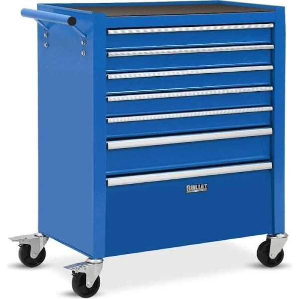 Bullet Pro 7 Drawer Tool Box Cabinet Trolley Storage Toolbox Garage Organiser Set, Blue