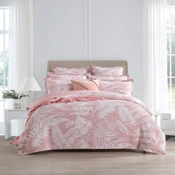 Renee Taylor Palm Tree Jacquard Quilt Cover Set Super King Clay