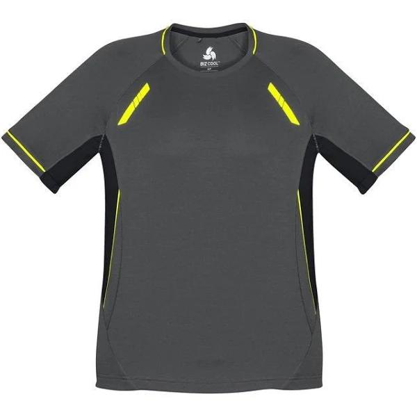 Biz Collection T701MS Renegade Mens Tee 2XL / Grey/Black/Fluoro Yellow