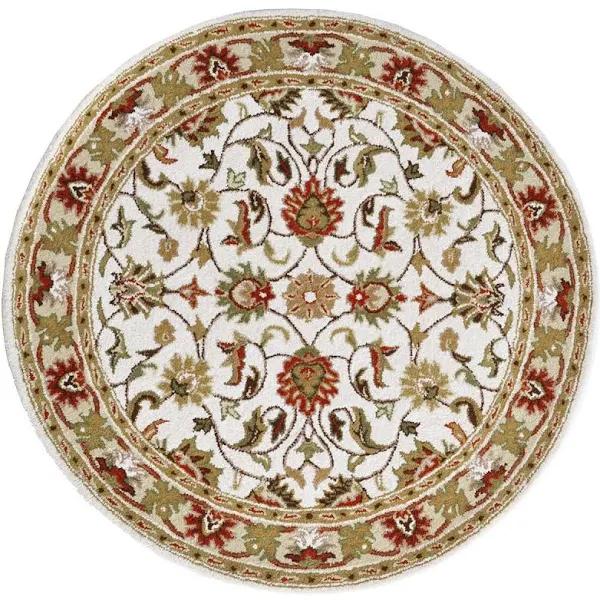 Rug Club-Handmade Floral Wool Rug-Kashan2- Ivory/Cream-160x160cm