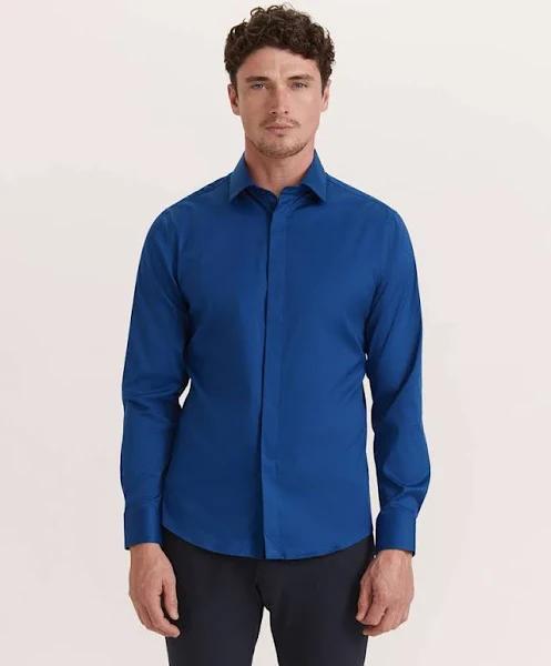 Saba Stretch Poplin Shirt in Deep Blue, Size XS