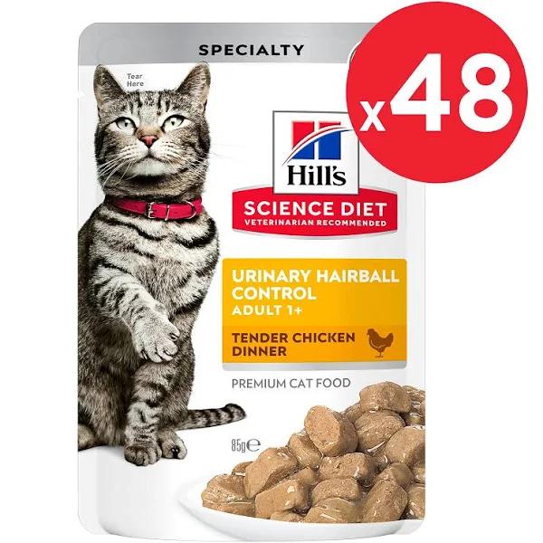 48 x 85gm Urinary Hairball Control Chicken Hills Science Diet Adult Wet Cat Food by Budget Pet Products